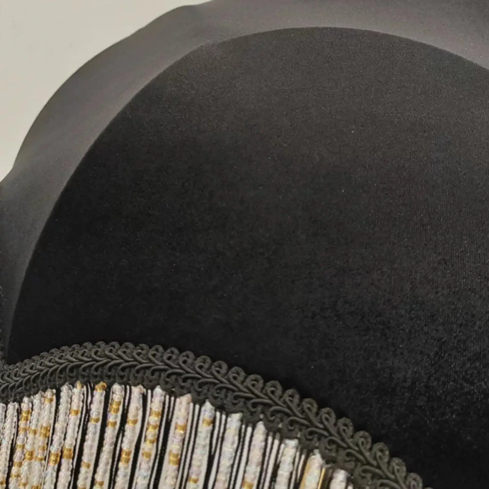 Black velvet lampshade, elegant tassel fringe lampshade, luxurious