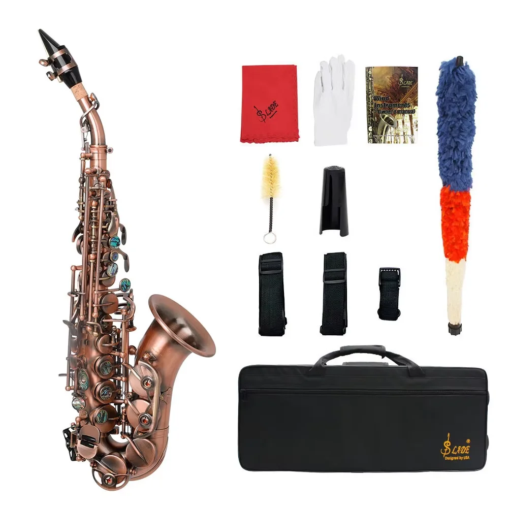 

SLADE Antique Red Soprano Saxophone Bb Tone Professional Woodwind Instrument B Flat Sax With Box Musical Instrument Accessories