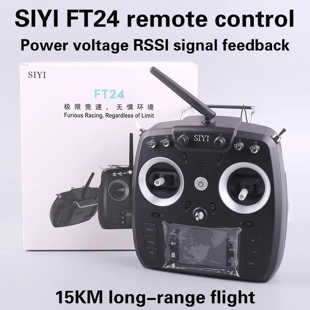 SIYI FT24 2.4GHz 12CH 15KM Long Range Transmitter for External R9M/TBS Multi-protocol RF System w/ FR/FR Mini OTA Receiver