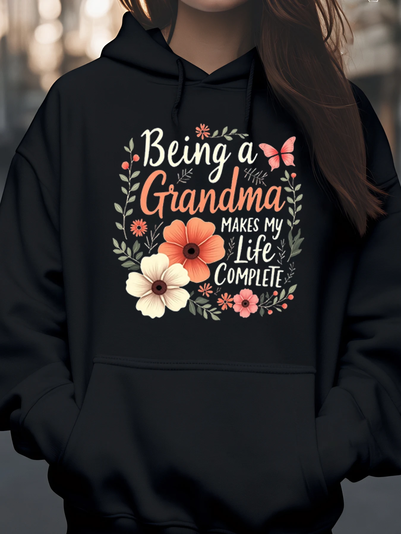 الأزهار الجدة اقتباس طباعة هوديي هدية عيد الأم ملابس غير رسمية النساء الجدة #1