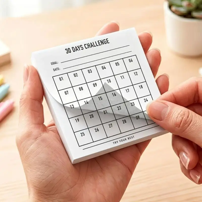 30 Days Challenge Habit Tracker Notebook, Daily Task Checklist Memo Pad, Scrapbook Collage Card Productivity Planning Tool