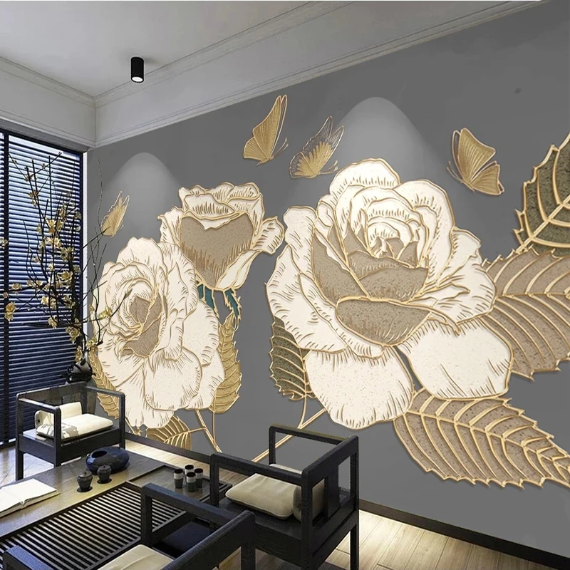 papel-de-parede-3d-personalizado-com-relevo-dourado-de-rosas-e-borboletas-flores-8d-para-sala-de-estar-fundo-de-tv-quarto-restaurante-tecido-de-parede