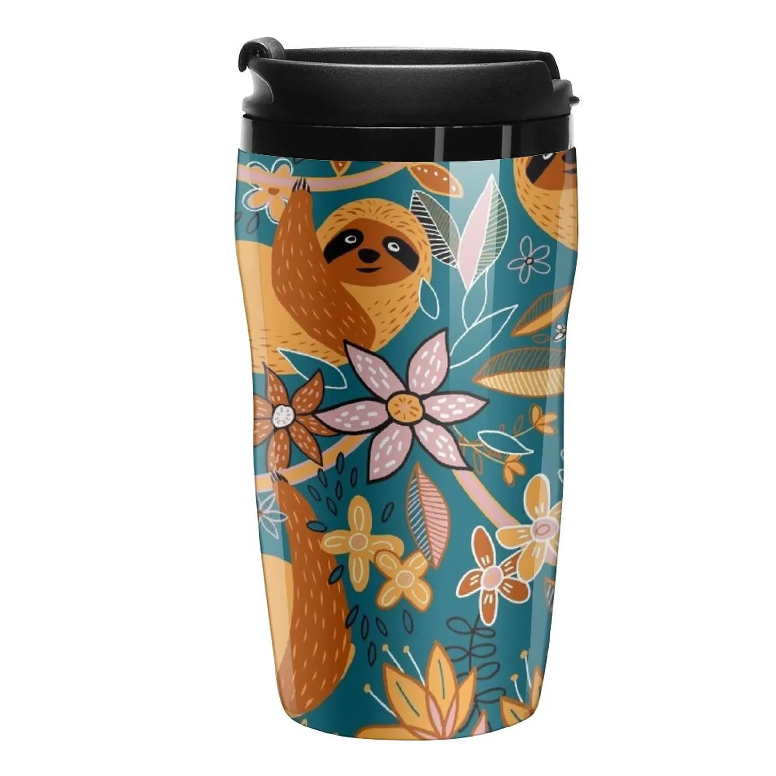 New Happy Boho Sloth Floral Travel Coffee Mug Mate Cup Thermos Cup Coffee Cup Espresso