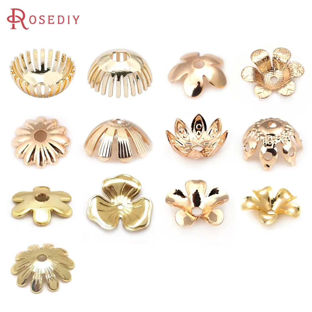 20PCS 18K Gold Color Brass Flower Beads Caps High Quality Necklace Earrings Diy Jewelry Accessories Rosediy official-website