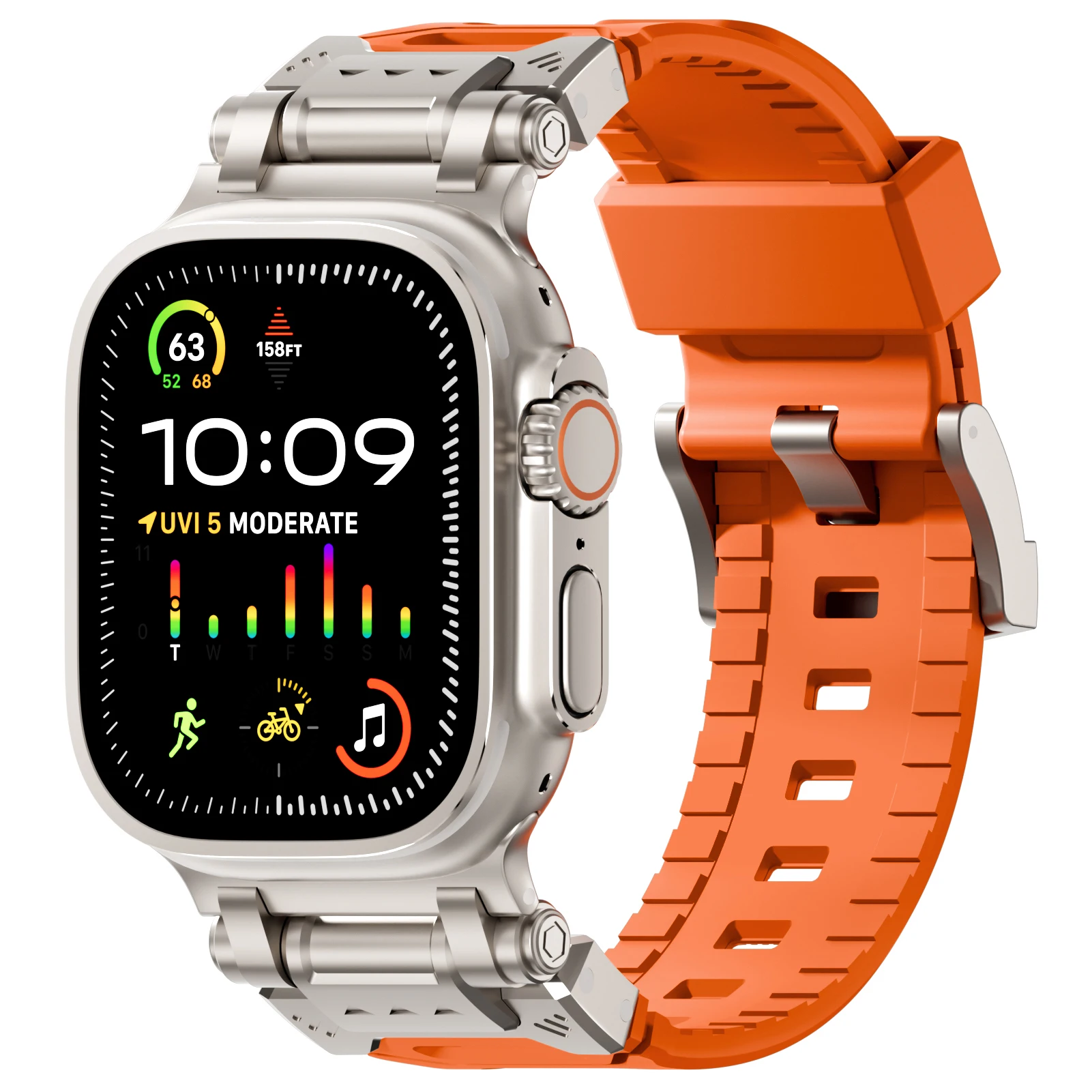 

Ремешок силиконовый для Apple Watch Ultra 2 Band, металлический браслет для iWatch Series 9 6 5 4 7 8 SE, 49 мм 44 мм 45 мм 42 мм 44 мм