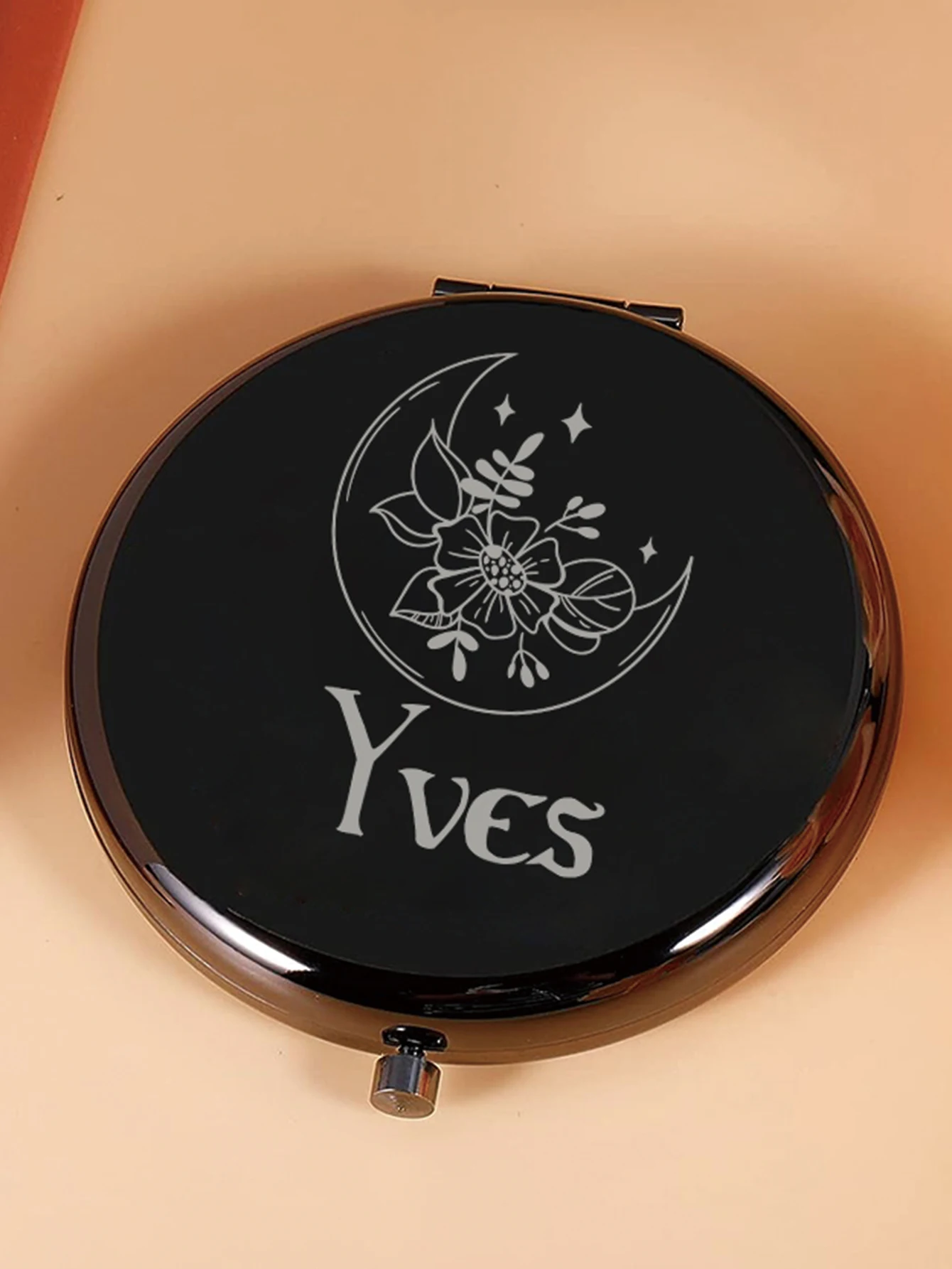 1pc Cartoon Moonflower Customized Name Mirror With Name Makeup Mirror Round Circle Mirror Christening Souvenir
