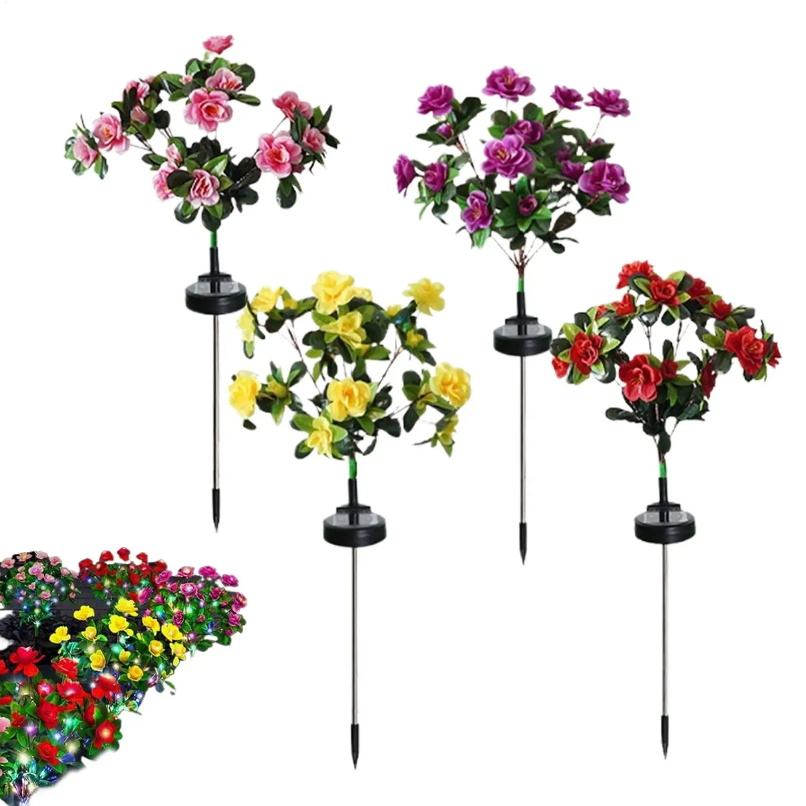 Solar Flower Lights 4 Pieces IP65 Waterproof LED Lamp Solar Stake Lights for Garden Patio Yard Lawn Walkway Pathway Landscape
