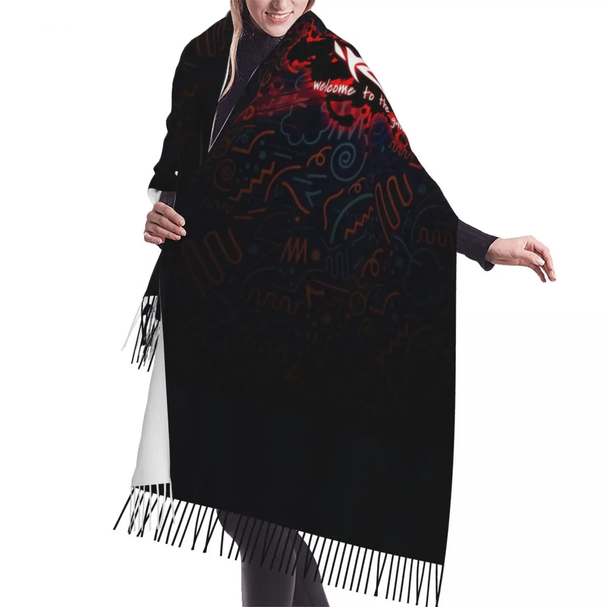 وشاح Asus Rog أوشحة شرابة للنساء شالات دافئة ناعمة ويلتف شال كبير للخريف والشتاء