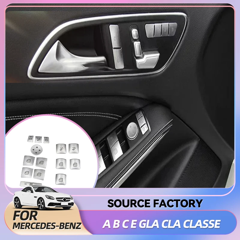 

Наклейки для интерьера, кнопка подъема окна автомобиля, наклейка на крышку для Mercedes Benz A/B/C(W204)/E(W212)/GLA/CLA/GLK/GLE-class