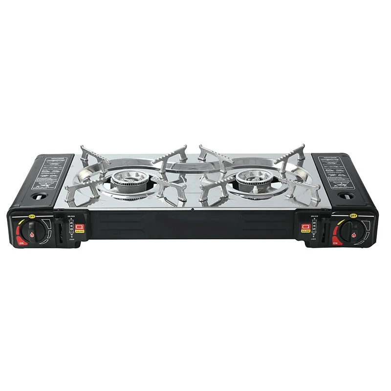 

Outdoor portable multi-functional double stove cassette barbecue camping fire