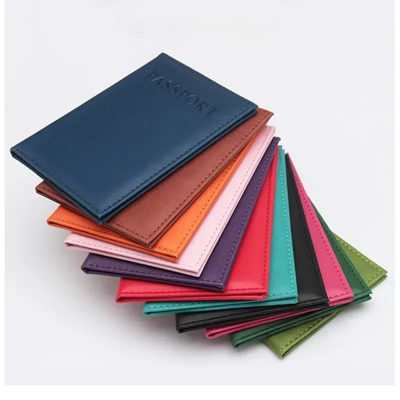 Multifunctional Passport Cover Case with ID Credit Card Slot Solid Color PU Leather Passport Holder Protective Case Sleeve