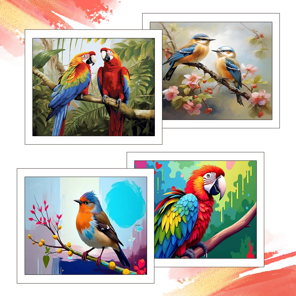 

RUOPOTY Painting By Number Adults New For Drawing bird Animal 40X50cm Wall Art Picture Watercolor Handiwork Decorative Paintings