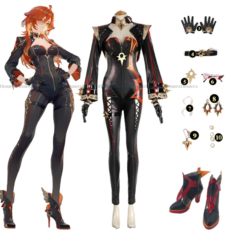 

Game Genshin Impact Mavuika Cosplay Costume Wig Pyro Archon Cosplay Wig Natlan Anime Uniform Halloween Fire Elemental Dress-up