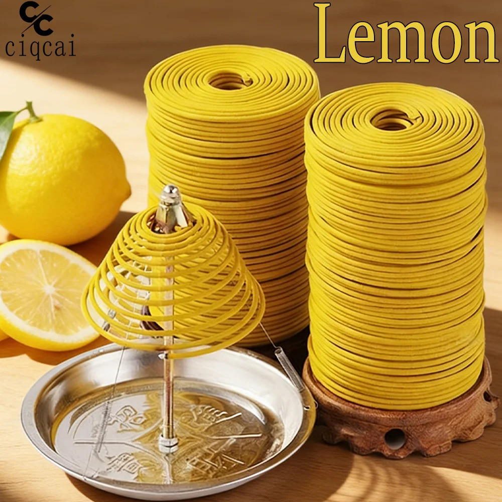 Lemon-Flavored High-Quality Classic Spiral Incense, 6.3cm Diameter Pure Handmade Coil Incense, Made from Lemon Fragrance Powder Using Traditional Methods, with a Rich and Natural Scent, Long-Lasting Fragrance, Portable Packaging, Convenient for Carrying, Suitable for Home and Outdoor Use