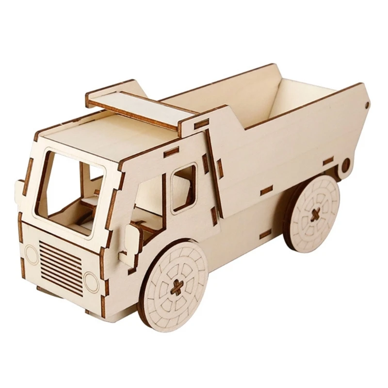 Hands-On Dump Truck Model Project, Cut Wooden Panels Form Construction Vehicle Through Assembly for Home or Classroom Craft 15UB