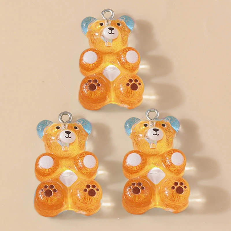 10 Stück 18x30mm Cartoon Harz Gummibärchen Anhänger für Schmuckherstellung, Ohrhänger, Halsketten, Armbänder, DIY Bastelbedarf – Detail 6