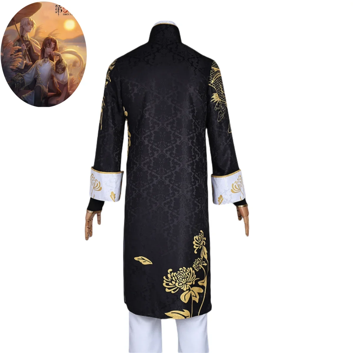 Jeu ta.com-Garde blanche et garde noire, officier du gouvernement, costume cosplay, Wu Disco, cheongsam chinois, perruque, chaussures, homme, fête trempée