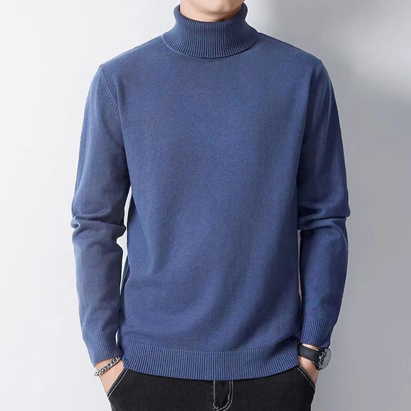 メンズフリース裏地付き厚手長袖ニットプルオーバーセーター秋冬保温暖かいセーター軽量キャメルセーター