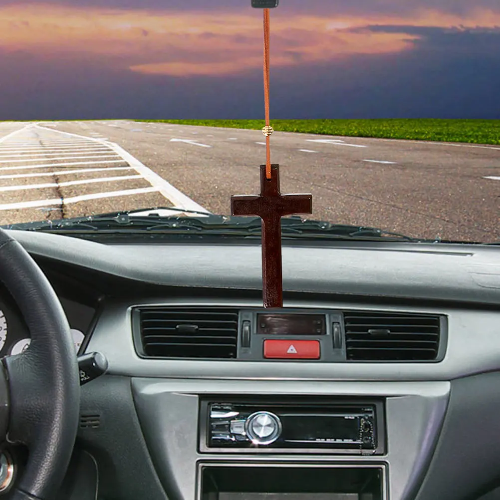 

Creative Wooden Cross Pendant Car Rearview Mirror Decor Blessing Peace Easy Install Auto Accessory Car Rearview Pendant