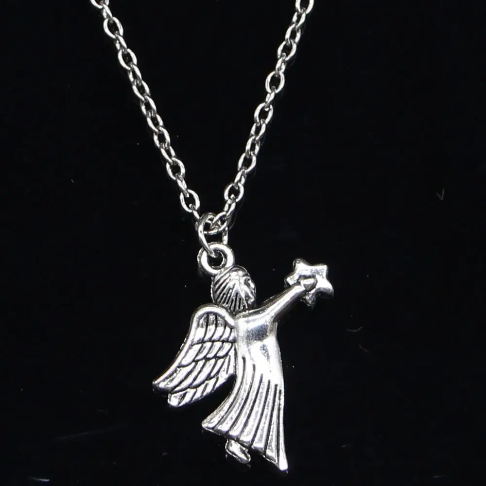 20pcs New Fashion Necklace 26x23mm guardian angel star Pendants Short Long Women Men Colar Gift Jewelry Choker