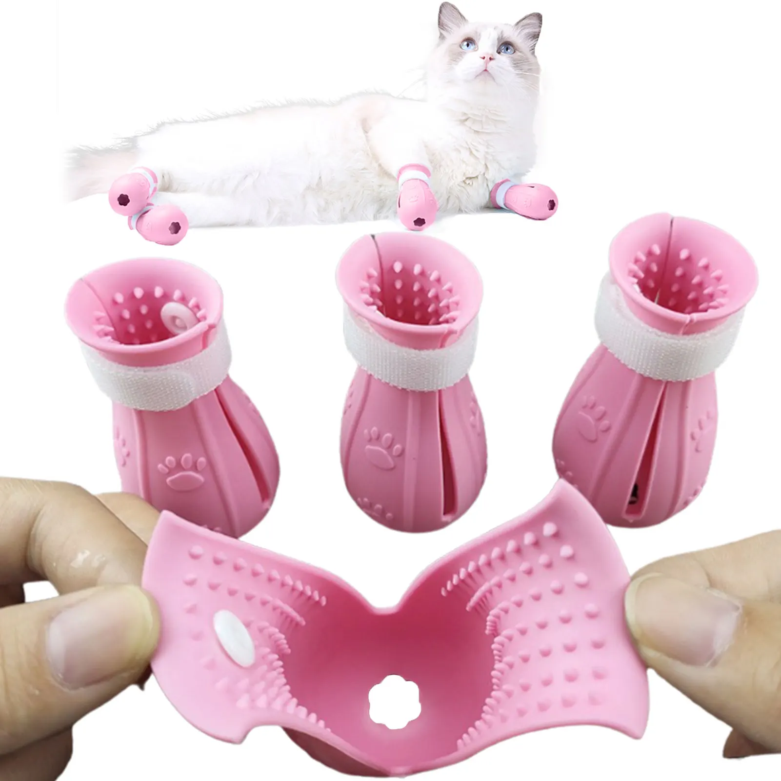 Cat Boot For Cats Only Cat Feet Cover Durable Cat Paw Shoes Cat Adjustable Mittens For Bathing Shaving Ears Cleaning 