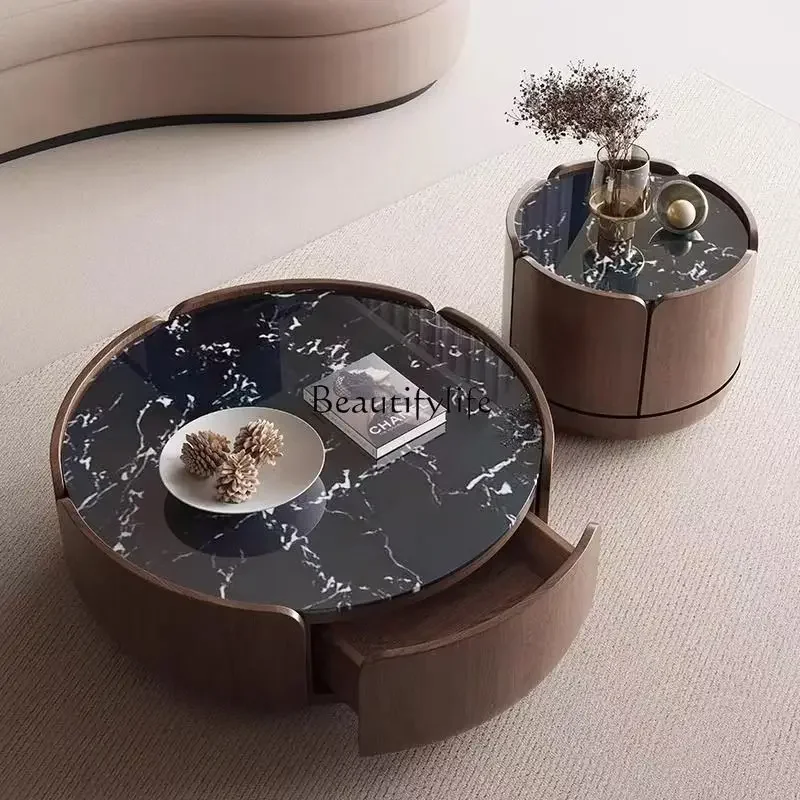 

3Italian petal coffee table solid wood modern simple combination small apartment household