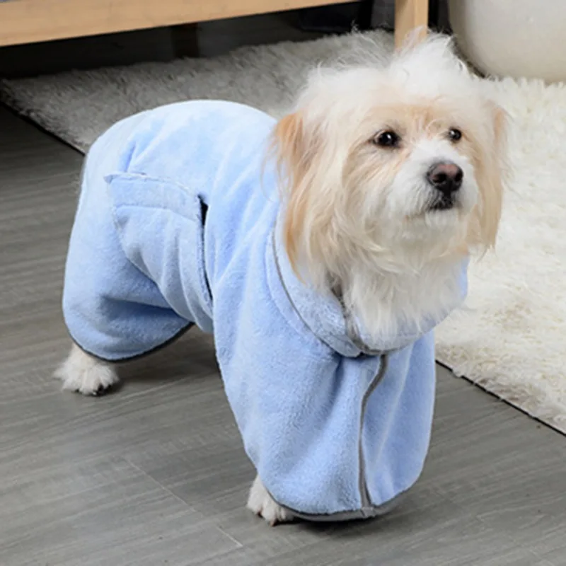 Quick-drying Dog Towel Bath Robe Pet Bathrobe Drying Coat Absorbent Towel for Medium Small Dog Super Warm Sleepwear