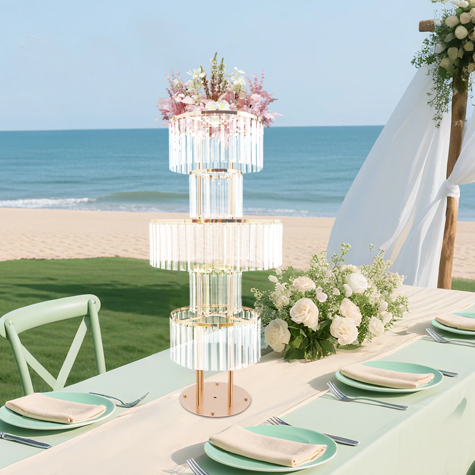 

5-tier Modern Acrylic Crystal Flower Stand Refined Luxury Flower Stand for Weddings Festival Decorations, or Commercial Settings