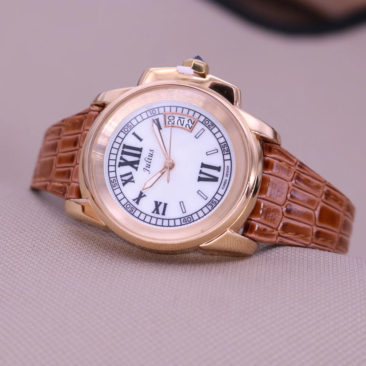 Auto Date Mother-of-pearl Women's Watch Japan Quartz Hours Simple Fine Fashion Dress Bracelet Leather Girl Gift Julius Box