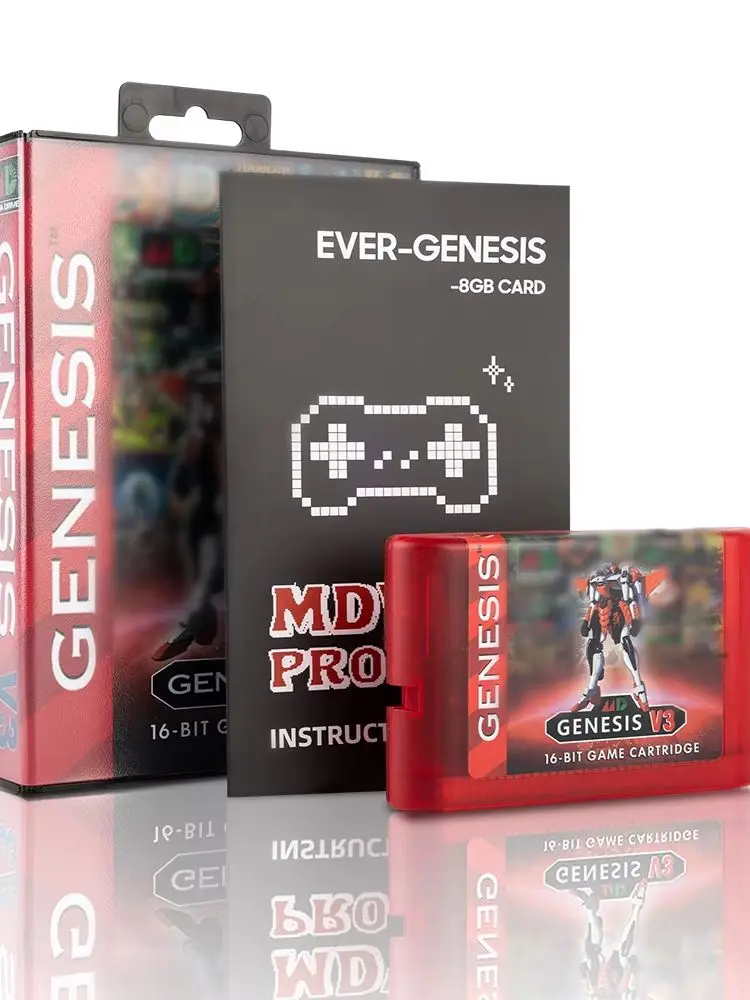 Flash Card MDv3 Pro 3000 in 1 MegaDrive Genesis Spielkassette mit 8GB Micro SD-Karte für SEGA Konsole Nostalgisch Kostenloser Versand