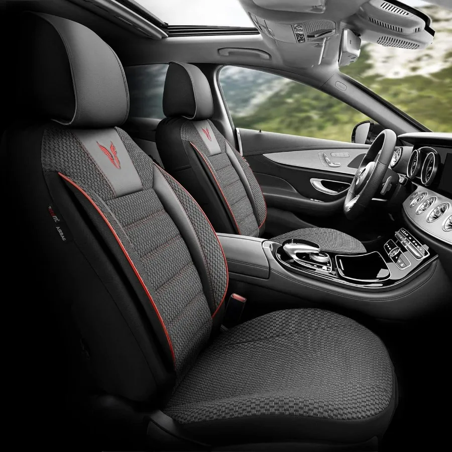 

Toro Design - 2 Front Seat Covers Breathable Cloth Universal Fit for Cars Trucks SUVs Black