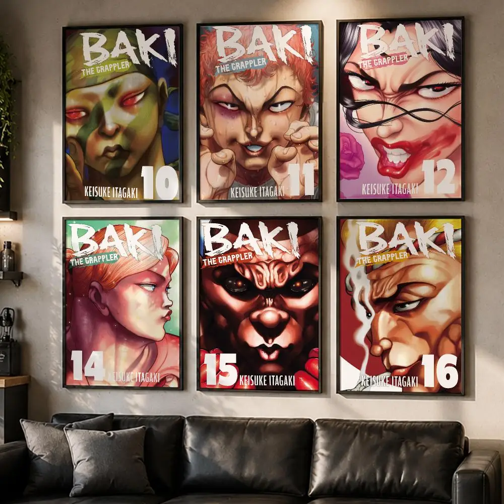 Ultimate Anime Baki The Grappler Poster No Glue Residue Self-Adhesive Art Poster Wall Decor for Bedroom Living Room