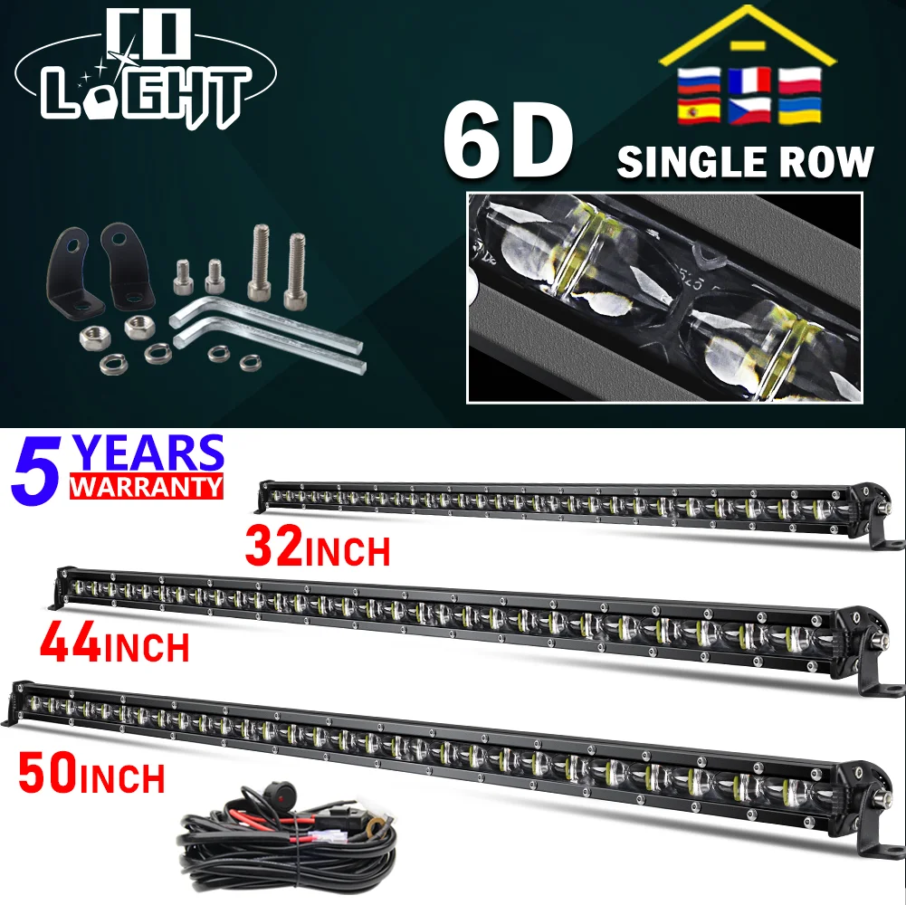 CO LIGHT 44inch Super Slim LED Bar 8-50inch Spot Flood Beam 4x4 Off Road 4WD Truck 12V 24V Single Row Led Work Light Lamp