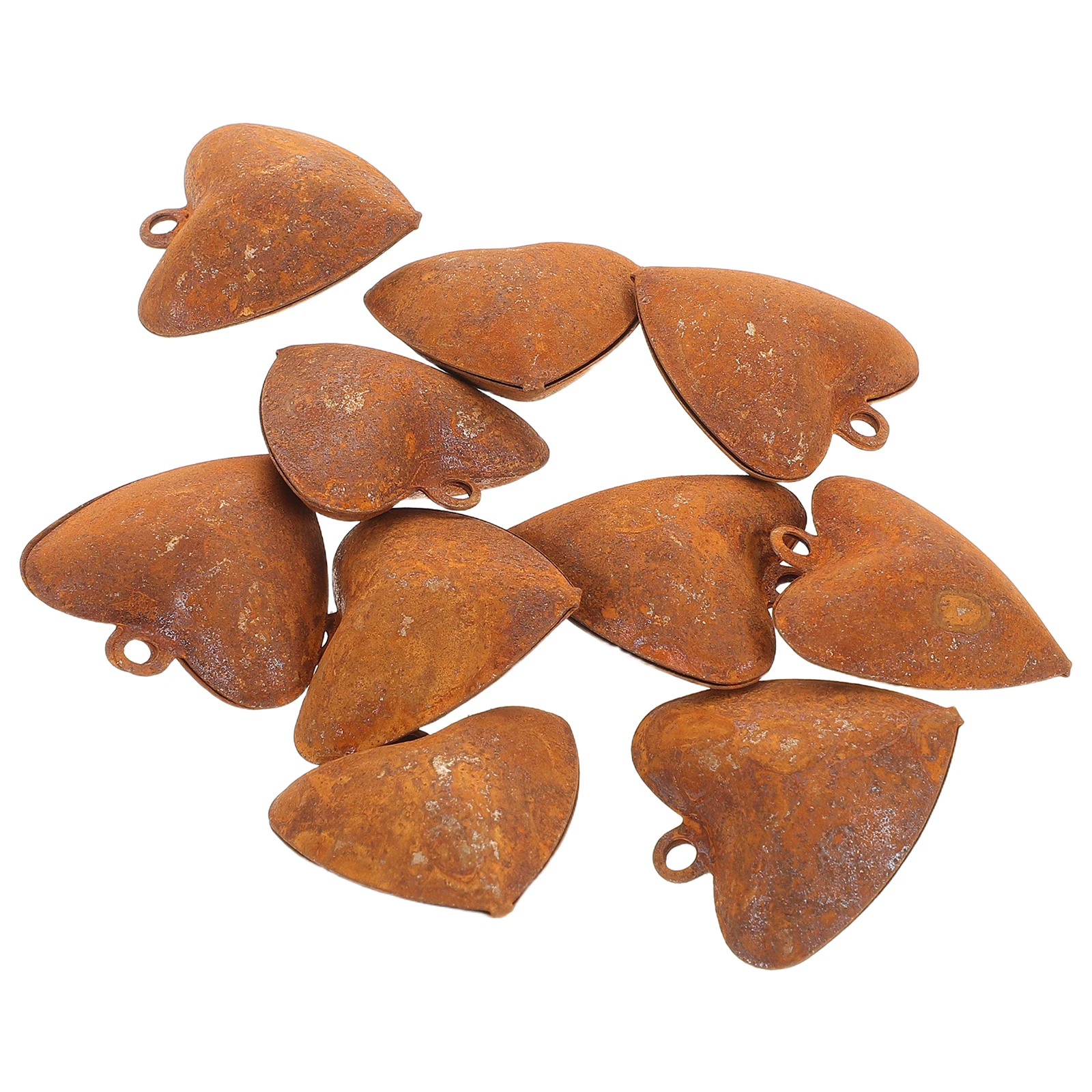 

10pcs Heart Shaped Iron Bells Retro Vintage Christmas Ornaments DIY Wedding Rustic Home Decor Holiday Craft Jingle Bell