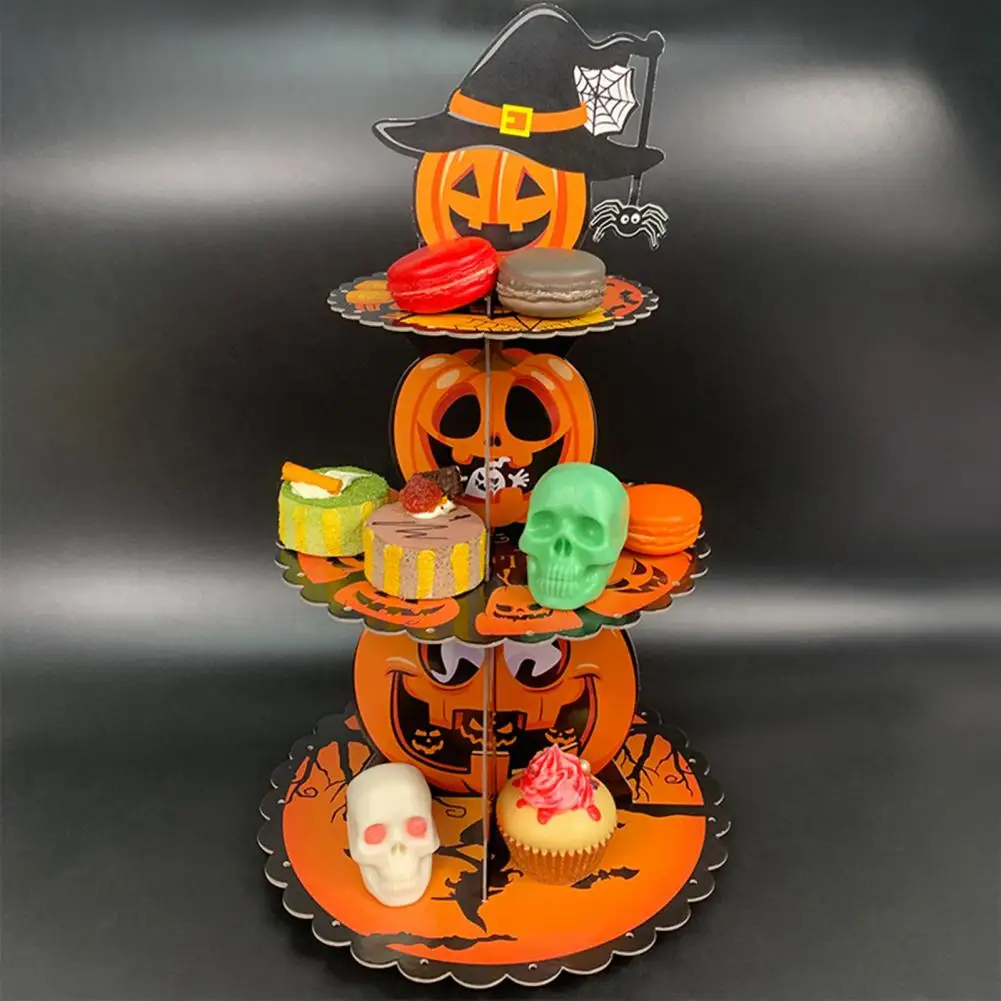 

Pumpkin Cupcake Tower Festive Halloween Party Decor Eye-catching Halloween Cake Stands Multi-layer for Festive for Displaying