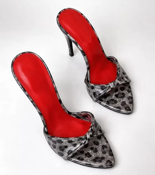 

2026 Satin bow sexy stilettos slippers Colorful women's party club leather high heels big size luxury designer sandals on offer