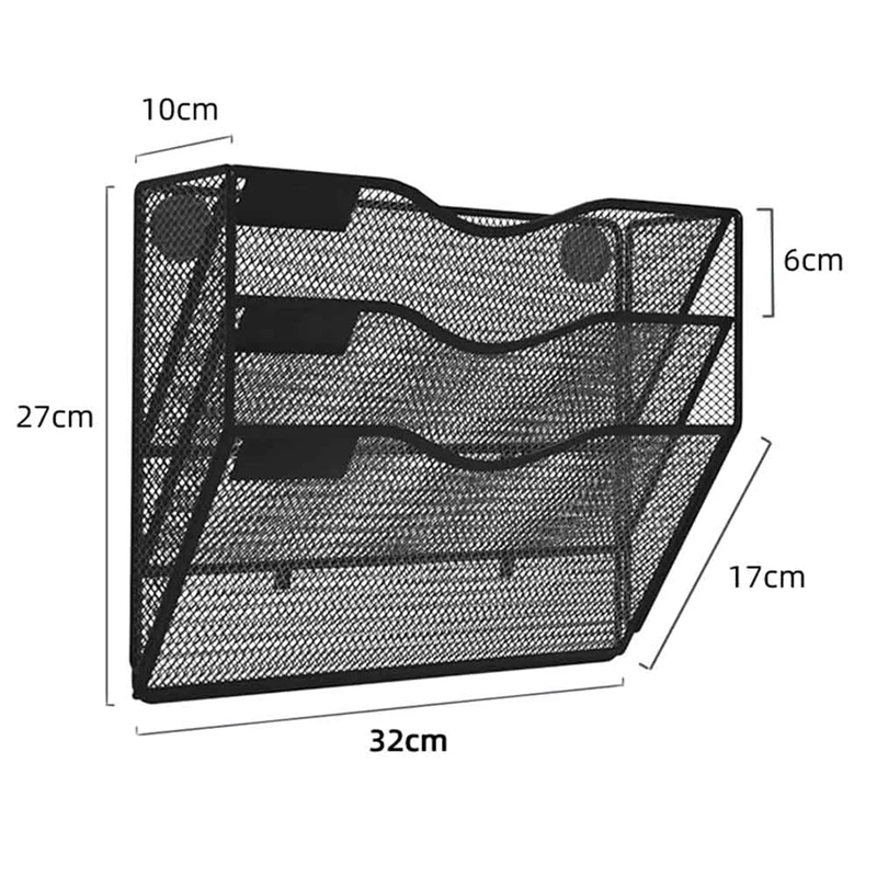 3-х уровневый магнитный держатель для файлов без сверления, без монтажа, органайзер для журналов, шкафы, папка для почты, металлическая для холодильника, офиса