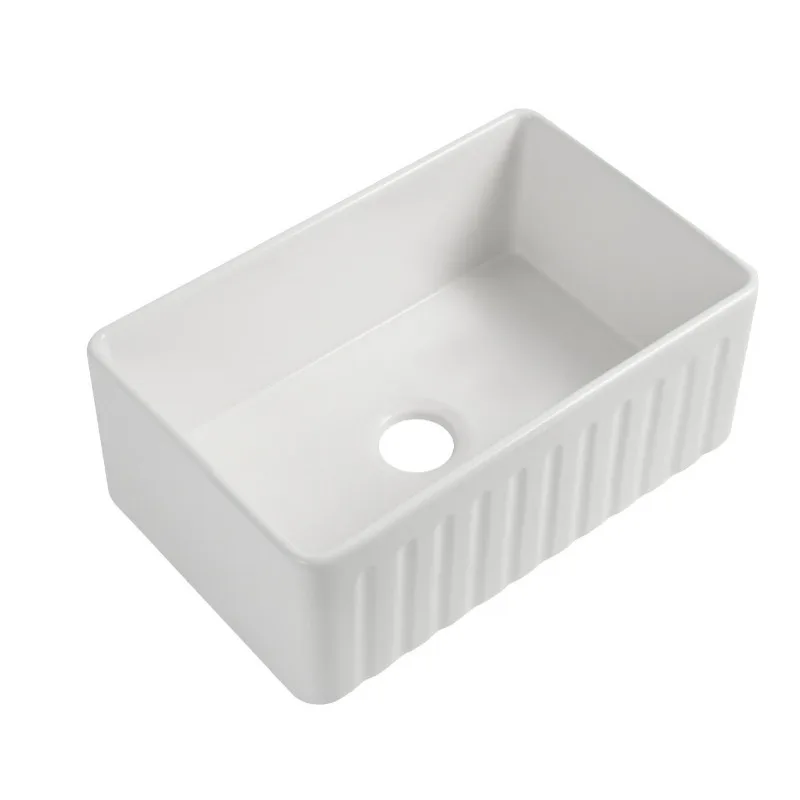 

American vertical kitchen sink ceramic vegetable basin double-sided sink ceramic large single sink table