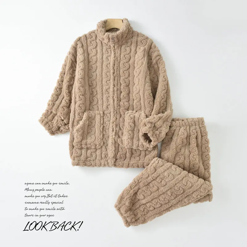 Coral Velvet Pajamas For Women Autumn Winter Thicken Korean Flannel Home Clothing Casual Warm Sleep Two-piece Set Pijama Mujer