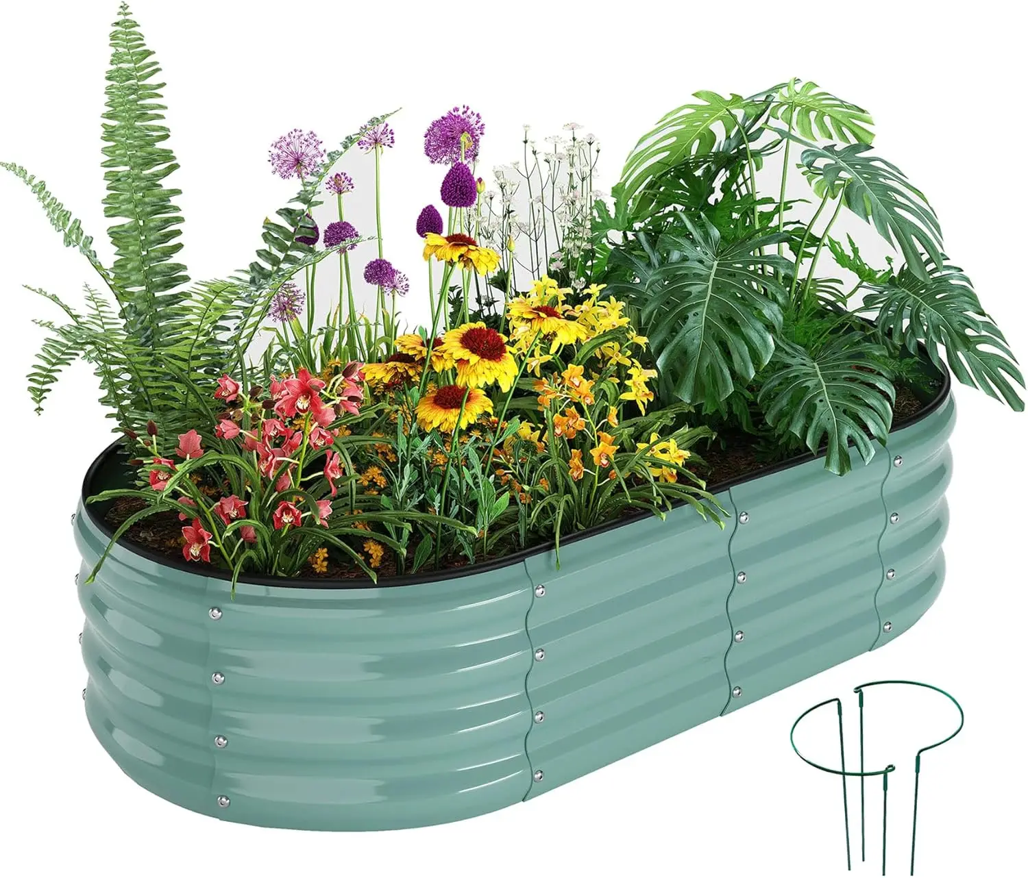 Metal Planter Garden Flower Bed Raised Beds for Gardening Galvanized 4x2x1ft Galvanized Garden Bed