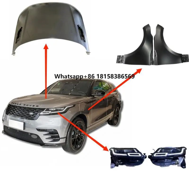 

OEM for Range Rover Velar Steel Bonnet Bodykit with New Headlights Fenders Hood Vents Included Clips Condition New