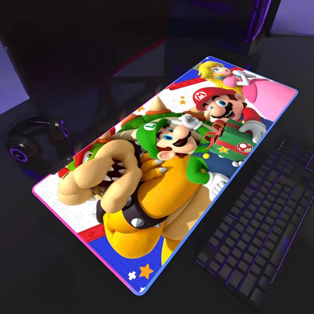 Alfombrilla de ratón S-Super Marios Comic RGB de goma antideslizante, alfombrilla para teclado de 40x90cm, accesorios para juegos, alfombrilla XXL para ordenador de oficina