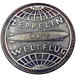 DE(36)Germany weimar Zeppelin Pattern 1929A 5 reichsmark Silver Plated Copy Coins