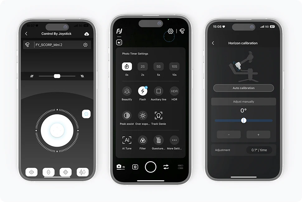 FeiyuTech SCORP Mini 2, für spiegellose Kamera, Action-Kamera, Smartphone, 3-Achsen-Stabilisator für Sony/GoPro/iPhone, AI-Tracking – Detail 13