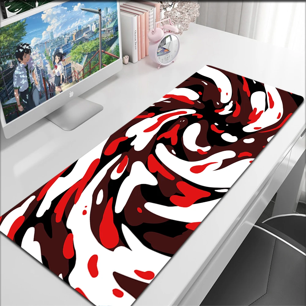 Tapis de souris de jeu liquide Strata bleu et blanc, grand Gamer, accessoires de bureau, pour ordinateur, en caoutchouc, pour clavier et bureau