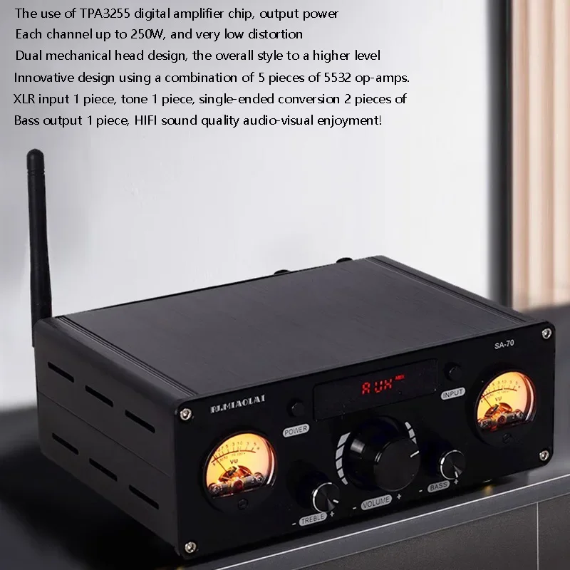 مضخم رقمي HiFi 2.1 قناة TPA3255 250Wx2 مخرج بلوتوث 5.2 محوري بصري USB نظام صوت استوديو المسرح المنزلي