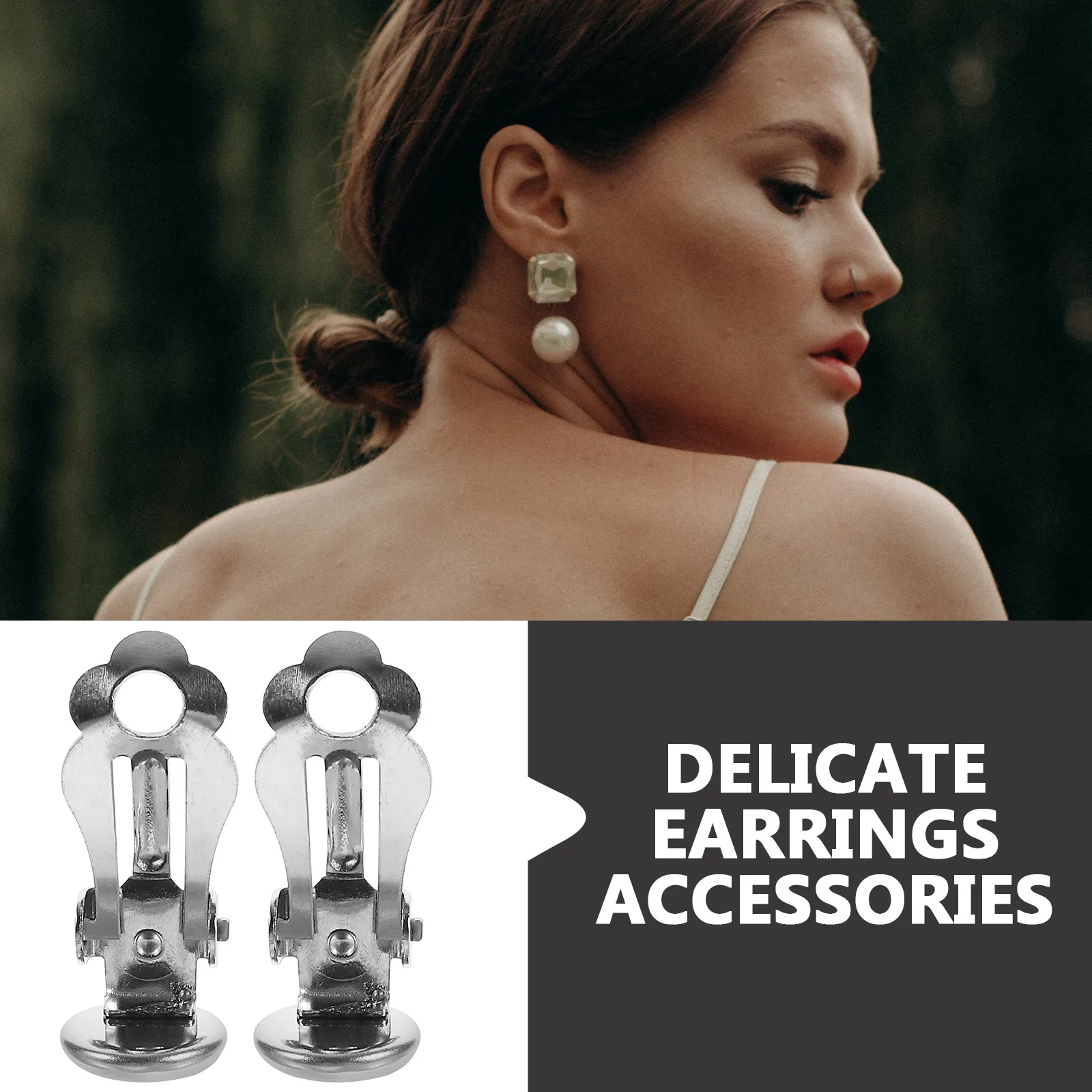 50Pcs Ear Clip Tray DIY Ear Clips Accessories Safe Stainless Steel Materials for Birthday Party Graduation Masquerade Earrings