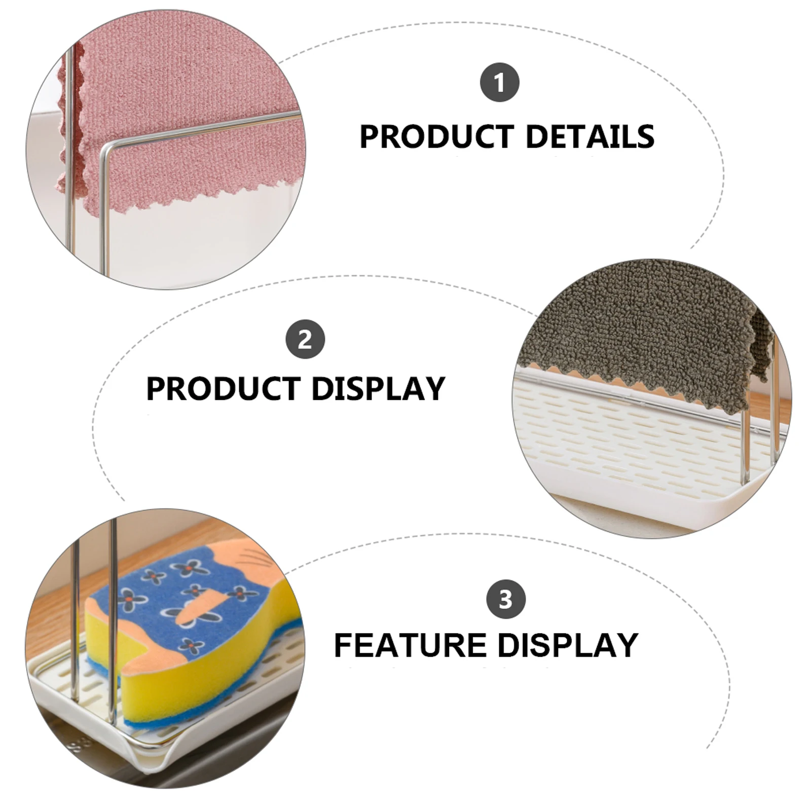 

Multifunctional Dishcloth Storage Shelf Sponge Soap Holder Kitchen Drainer Rack for Bathroom Toilet Drying Organizer No Drill