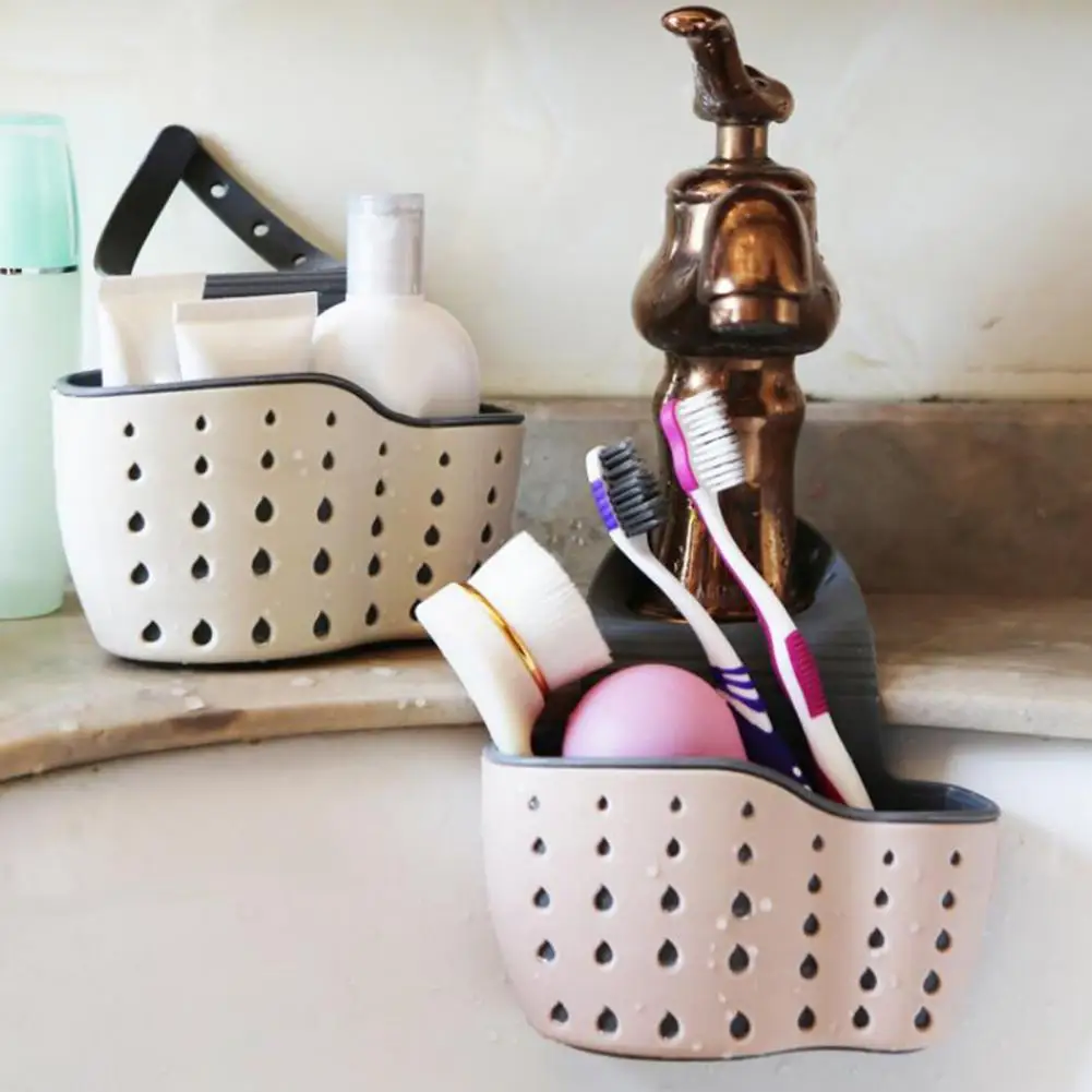 Kitchen Sponge Holder Sink Caddy Organizer Adjustable Sink Caddy Storage Rack with Drain Holes for Soap Sponge Drain Rack
