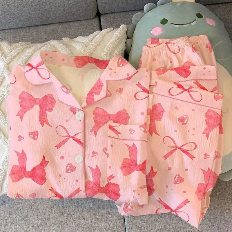 Spring and Autumn Pajamas, Women's Long Sleeve Long Pants, Cartoon Cute Beauty Girl Home Clothes Set, Can be worn outside